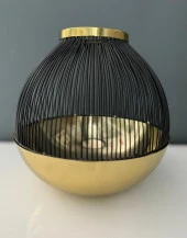 LAMEDOR SKULT GOLD BLACK LARGE T-LIGHT HOLDER 23X23X24 CM - 1