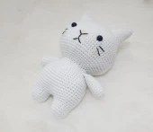 Beyaz Miniş Pisi Uyku Arkadaşı Amigurumi Organik Oyuncak - 4
