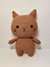 Kahverengi Miniş Pisi Uyku Arkadaşı Amigurumi Organik Oyuncak - 1