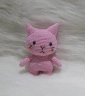 Pembe Miniş Pisi Uyku Arkadaşı Amigurumi Organik Oyuncak - 1