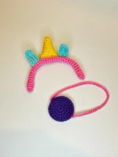 Unicorn Modeli Kız Bebek Amigurumi Organik Oyuncak thumbnail 3