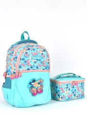 Elatae Ortopedik Çok Gözlü İlkokul Sırt Çantası ve Beslenme Çantası Seti Kelebek Desenli 1350 thumbnail 1