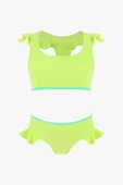 Fıstık Yeşili Fırfırlı Çocuk Bikini Takımı - 1