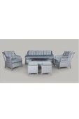 adımshops Metal Gövdeli  3+1+1+2puf+masa Rattan Bahçe Balkon Mobilyası, 7 Kişilik Bahçe Takımı - 1