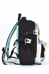 Elatae Ortopedik Lüks Kumaş Unisex Çok Gözlü Çocuk İlkokul Çantası Siyah 1461 - 3