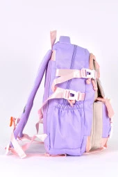 Elatae Ortopedik Lüks Kumaş Unisex Çok Gözlü Çocuk İlkokul Çantası Lila 1461 thumbnail 3