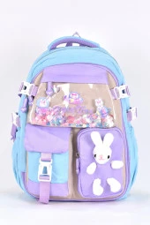 Elatae Ortopedik Lüks Kumaş Unisex Çok Gözlü Çocuk İlkokul Çantası Turkuaz 1461 thumbnail 1