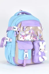 Elatae Ortopedik Lüks Kumaş Unisex Çok Gözlü Çocuk İlkokul Çantası Turkuaz 1461 thumbnail 2