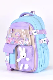 Elatae Ortopedik Lüks Kumaş Unisex Çok Gözlü Çocuk İlkokul Çantası Turkuaz 1461 thumbnail 4