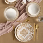 GÜRAL PORSELEN Camelia 54 Parça 12 Kişilik Yemek Takımı Gold 6585 thumbnail 3