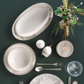 GÜRAL PORSELEN Camelia 54 Parça 12 Kişilik  Yemek Takımı Gümüş 65851 thumbnail 4