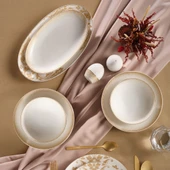 GÜRAL PORSELEN Camelia 54 Parça 12 Kişilik Yemek Takımı Gold 6585 thumbnail 4