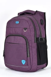 Elatae Unisex Ortopedik Çok Gözlü Günlük Seyahat Okul Sırt Çantası Mor 2238 thumbnail 4