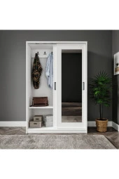 MERLİN MOBİLYA Başak 2 Sürgülü Kapaklı 8 Bölmeli Aynalı Dolap(VESTİYER) - 4