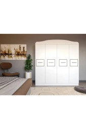 MERLİN MOBİLYA Line 4 Kapaklı 2 Çekmeceli 12 Bölmeli Siyah Çitalı Dolap - 1