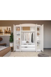 MERLİN MOBİLYA Line 4 Kapaklı 2 Çekmeceli 12 Bölmeli Siyah Çitalı Dolap - 3