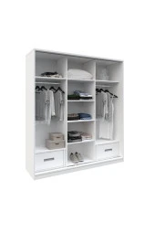 MERLİN MOBİLYA Luna 3 Kapaklı 2 Çekmeceli Aynalı Sürgülü Dolap - 7