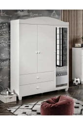 MERLİN MOBİLYA Torino Aynalı 3 Kapaklı 2 Çekmeceli 8 Bölmeli Gardrop - 3