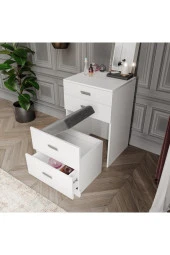 MERLİN MOBİLYA Merlin Mobilya Prenses Çok Amaçlı 3 Çekmeceli Sandık Puflu Makyaj Masası - 3