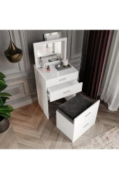 MERLİN MOBİLYA Merlin Mobilya Prenses Çok Amaçlı 3 Çekmeceli Sandık Puflu Makyaj Masası - 6