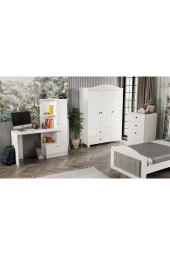 MERLİN MOBİLYA Torino Beyaz-Antrasit Detaylı Genç Odası Takımı , Çalışma Masası ve Kitaplık - 2