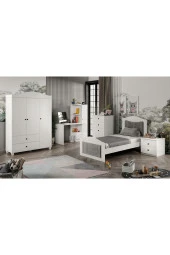 MERLİN MOBİLYA Torino Beyaz-Antrasit Detaylı Genç Odası Takımı , Çalışma Masası ve Kitaplık - 3