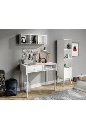 MERLİN MOBİLYA Major Beyaz 3 Duvara Monte Parçalık Çalışma Masası Seti - 2