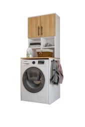 MERLİN MOBİLYA Bone 2 Kapaklı 7 Bölmeli Çamaşır Makinası Dolabı - 2