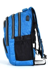 Elatae Unisex Ortopedik Çok Gözlü Günlük Seyahat Okul Sırt Çantası Mavi 2226 thumbnail 3