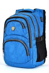 Elatae Unisex Ortopedik Çok Gözlü Günlük Seyahat Okul Sırt Çantası Mavi 2226 thumbnail 4