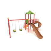 Çocuk Oyun Parkı Bir Kuleli, İki Kaydıraklı 5.5x4.5m - 1