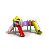 Çocuk Oyun Parkı 6x4m, 2 Kaydıraklı Klasik Model - 1