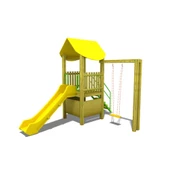 Ahşap Çocuk Oyun Parkı SG09, Bir Kaydırak Tek Salıncaklı Model - 1