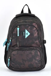 Elatae Unisex Ortopedik Çok Gözlü Günlük Seyahat Okul Sırt Çantası Kahve 2049 - 2