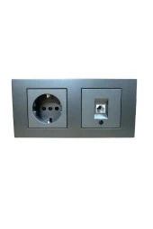 OVİVO GRANO FÜME TOPRAKLI PRİZ+NÜMERİS  +İKİLİ ÇERÇEVE SET - 1