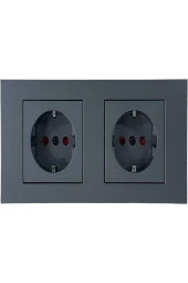 OVİVO GRANO FÜME  TOPRAKLI PRİZ+ TOPRAKLI PRİZ+İKİLİ ÇERÇEVE SET thumbnail 1