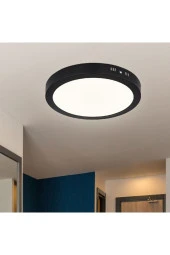 24 W Led Panel - Beyaz Işık (6500K) - Siyah Kasa - Yuvarlak - Sıva Üstü - Asm-1224b - 1