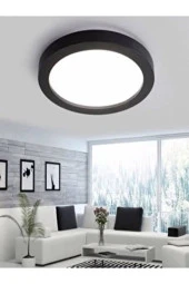 Led Tavan WC Kiler Ofis Lambası 24 W Yuvarlak Siyah Kasa Beyaz Işık - 2