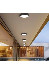 Led Tavan Ofis Lambası 24 W Yuvarlak Armatür Sıva Üstü Siyah Kasa Beyaz Işık Avize 6500K 220V - 3