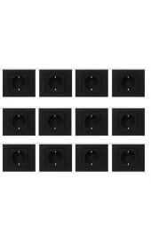 12 Adet Grano Metalik Siyah Topraklı Priz Çerçeve Dahil Paket/set - 1