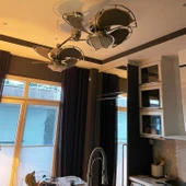 Oğuzhan - Twin Star Fırçalanmış Nikel - 76 Cm. Aydınlatmalı ve Duvar Kumandalı Tavan Vantilatörü - 6