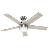 Hunter Fan - Claudette Parlak Nikel - 132 Cm. Aydınlatmalı Tavan Vantilatörü - 1