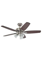 Hunter Fan - Builders Plus Fırçalanmış Nikel - 132 Cm. Aydınlatmalı Tavan Vantilatörü - 1