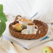 Akayev Rattan 25 cm Kulplu Tepsi - 3