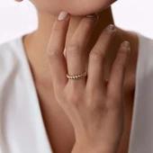 14 Ayar Altın Kruvasan Kadın Yüzük - 2