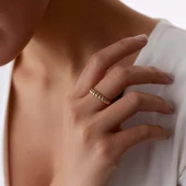 14 Ayar Altın Kruvasan Kadın Yüzük - 3