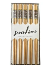 Desenli Yıkanabilir Kore Japon Çin Bambu Chopsticks Yemek Çubuğu - 24 Cm. - 5 Çiftlik 5 Paket thumbnail 2
