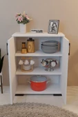 FurnatureDesign 2 Kapaklı Çok Amaçlı Dolap Raflı Erzak Dolabı Mutfak Dolabı - Beyaz - 2