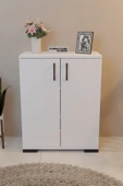 FurnatureDesign 2 Kapaklı Çok Amaçlı Dolap Raflı Erzak Dolabı Mutfak Dolabı - Beyaz - 3