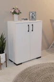 FurnatureDesign 2 Kapaklı Çok Amaçlı Dolap Raflı Erzak Dolabı Mutfak Dolabı - Beyaz - 1
